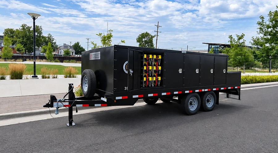 MVB3X Storage and Transport Trailer with an open barrier storage compartment